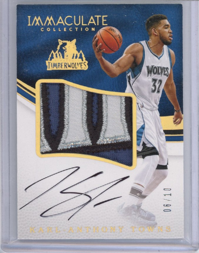 2016-17 Immaculate KARL ANTHONY TOWNS Premium Patch Auto Holo Gold 6/10