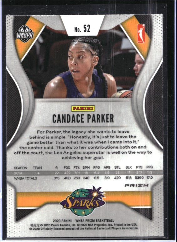 2020 WNBA Prizm CANDACE PARKER Silver #52