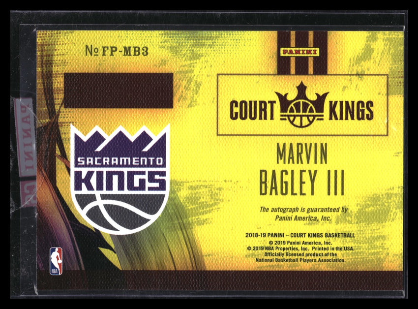 2018-19 Court Kings MARVIN BAGLEY III Fresh Paint Rookie Auto Jade SSP #3