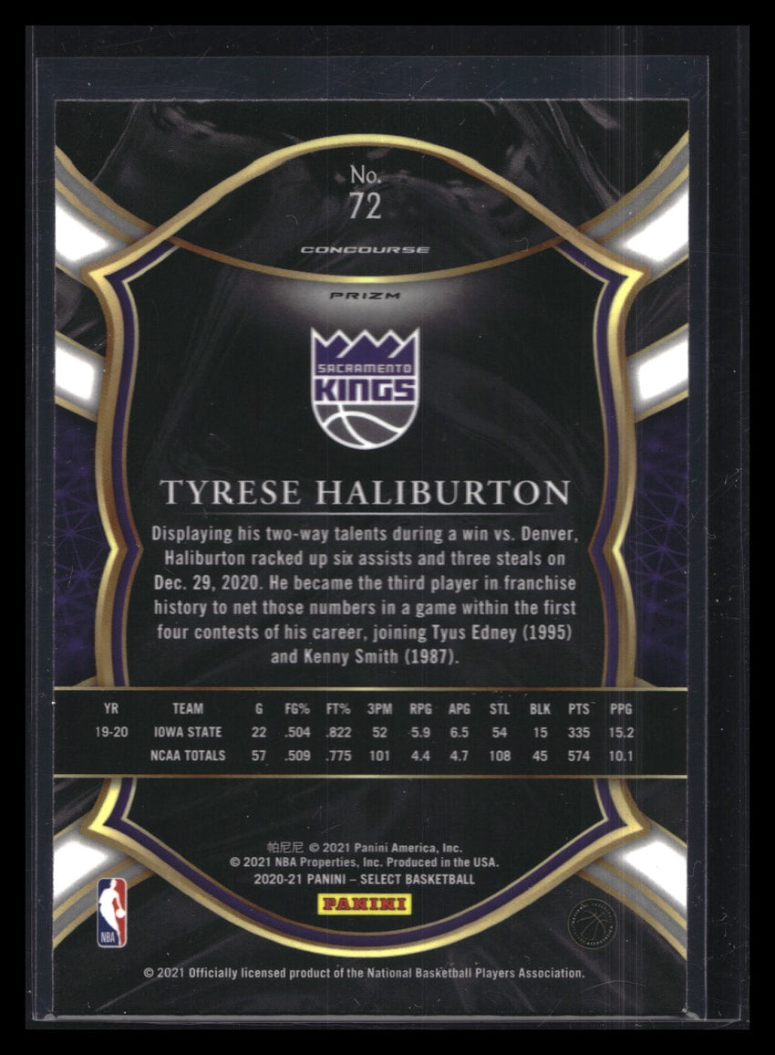 2020-21 Select Tyrese Haliburton Concourse Silver Prizm No 72
