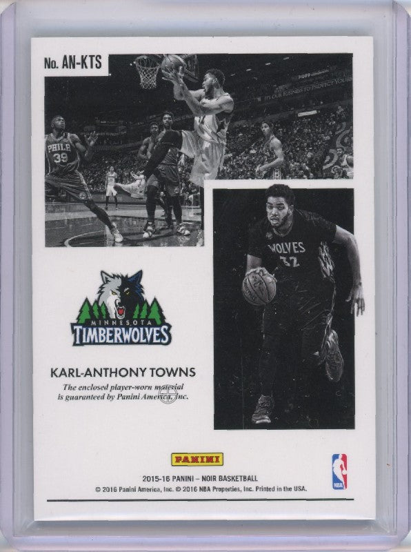 2015-16 Noir Karl-anthony Towns Acetate Rookie Patch Prime Tag Adidas 3/5