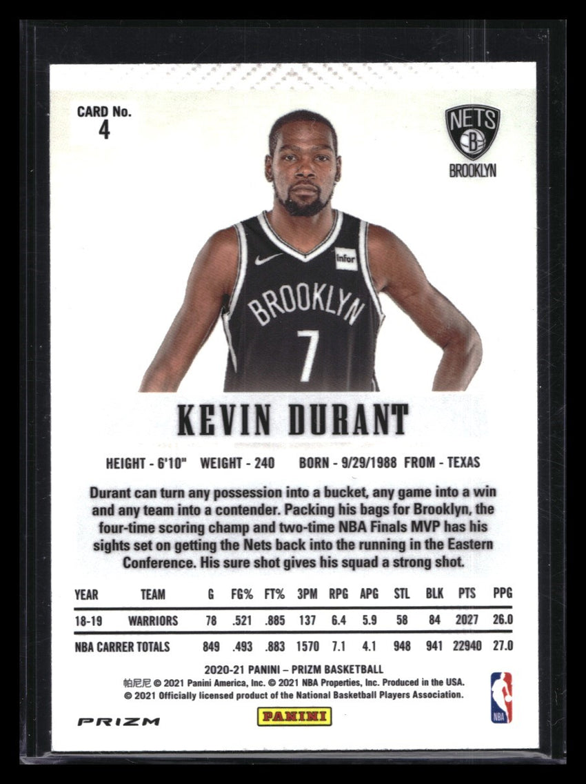 2020-21 Prizm Kevin Durant Flashback Fast Break Silver Disco No 4