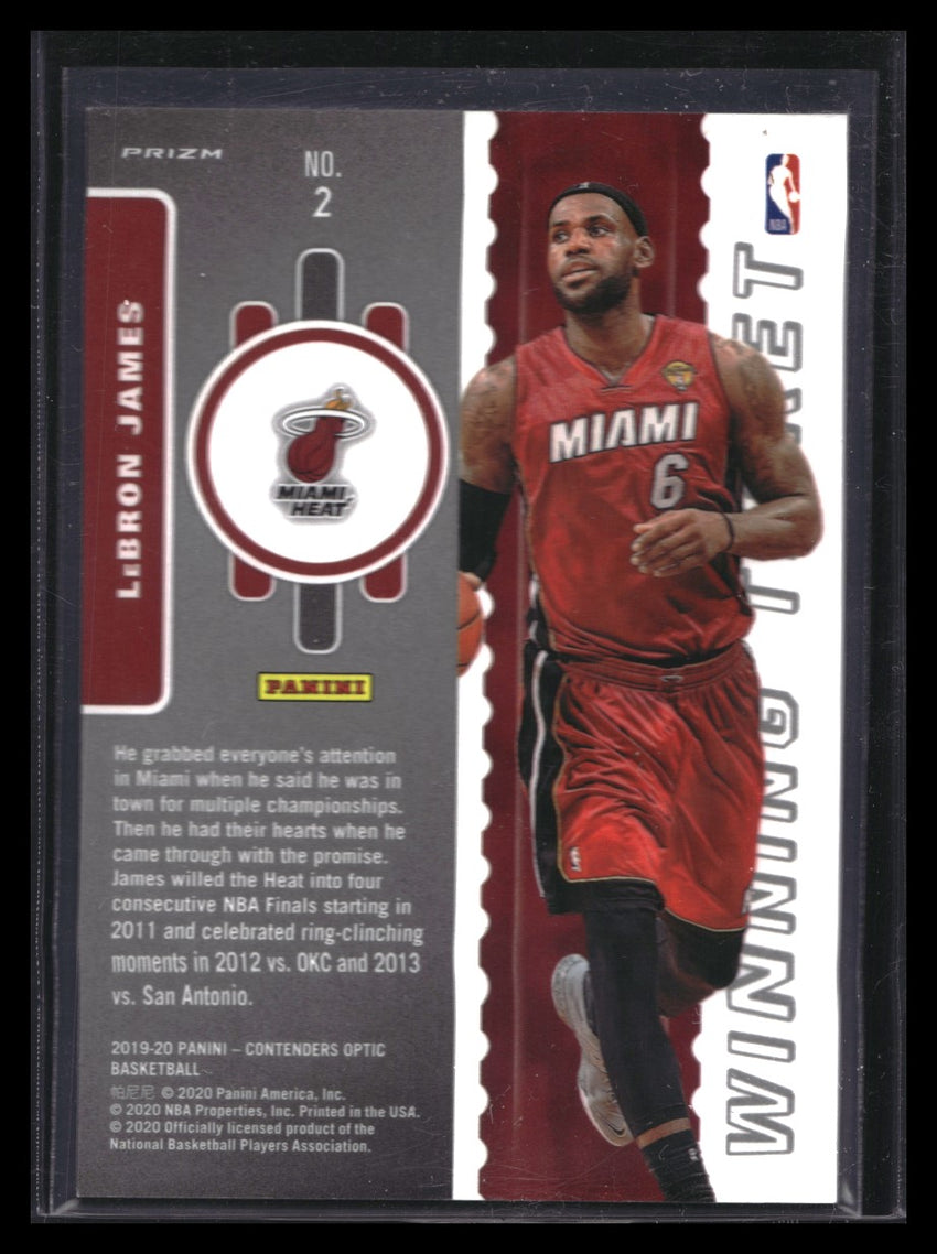 2019-20 Contenders Optic Lebron James Winning Ticket Silver Prizm No 2