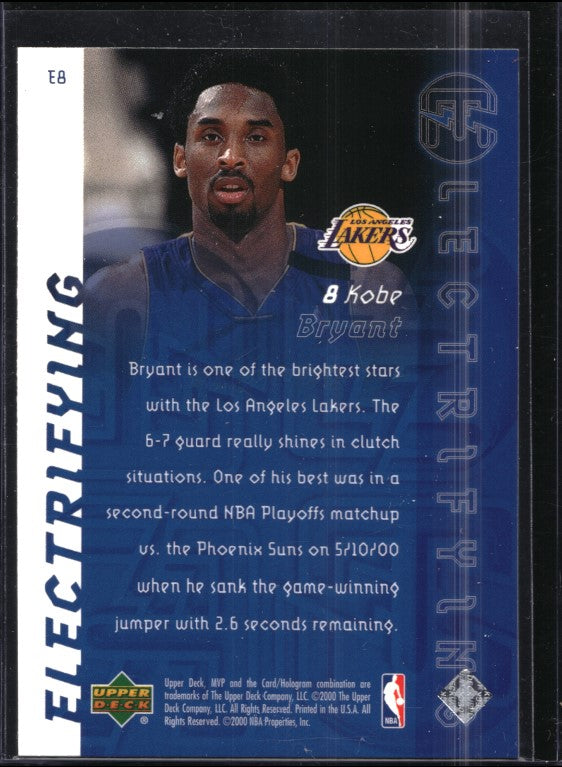 1999-00 Upper Deck Mvp Kobe Bryant Electrifying No 8