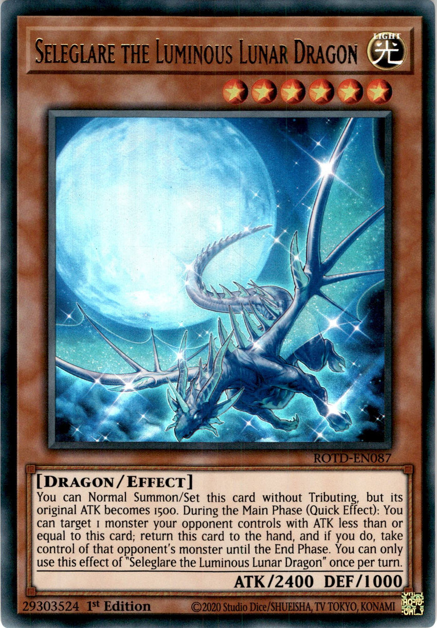 Seleglare the Luminous Lunar Dragon - ROTD-EN087 - Ultra Rare 1st Edition-Cherry Collectables