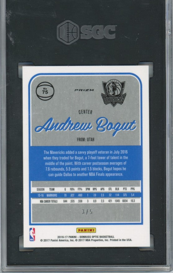 2016-17 Donruss Optic Andrew Bogut Green Prizm 3/5 Sgc 10