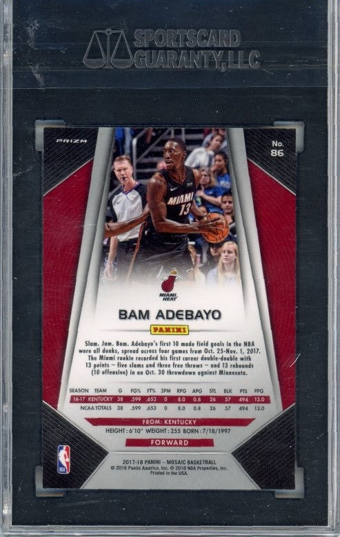 2017-18 Prizm Mosaic Bam Adebayo Base Rookie Prizm No 86 SGC 10 853