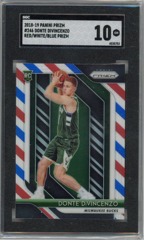 2018-19 Prizm Donte Divincenzo Red White Blue Prizm Rookie No 246 SGC 10 753
