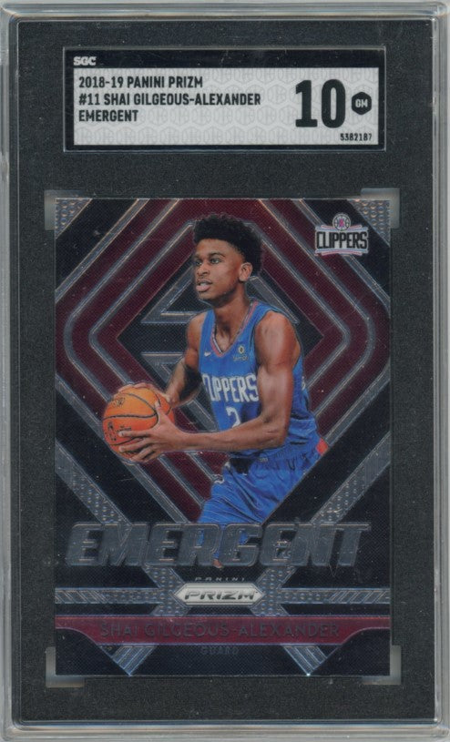 2018-19 Prizm Shai Gilgeous-alexander Emergent Rookie Base No 11 SGC 10 187