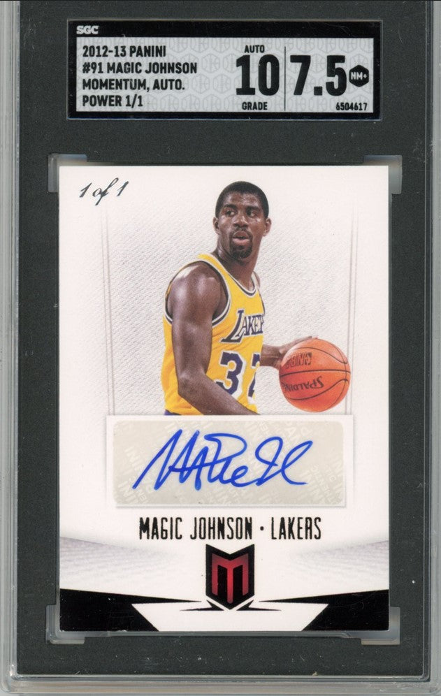2012-13 Momentum Magic Johnson Black Auto 1/1 SGC 7.5/10