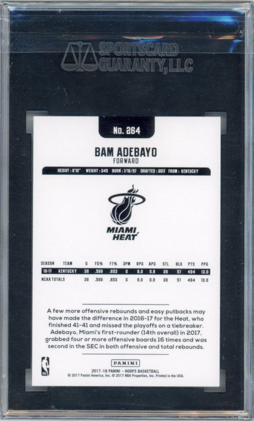 2017-18 Hoops Bam Adebayo Base Rookie No 264 Sgc 10 772