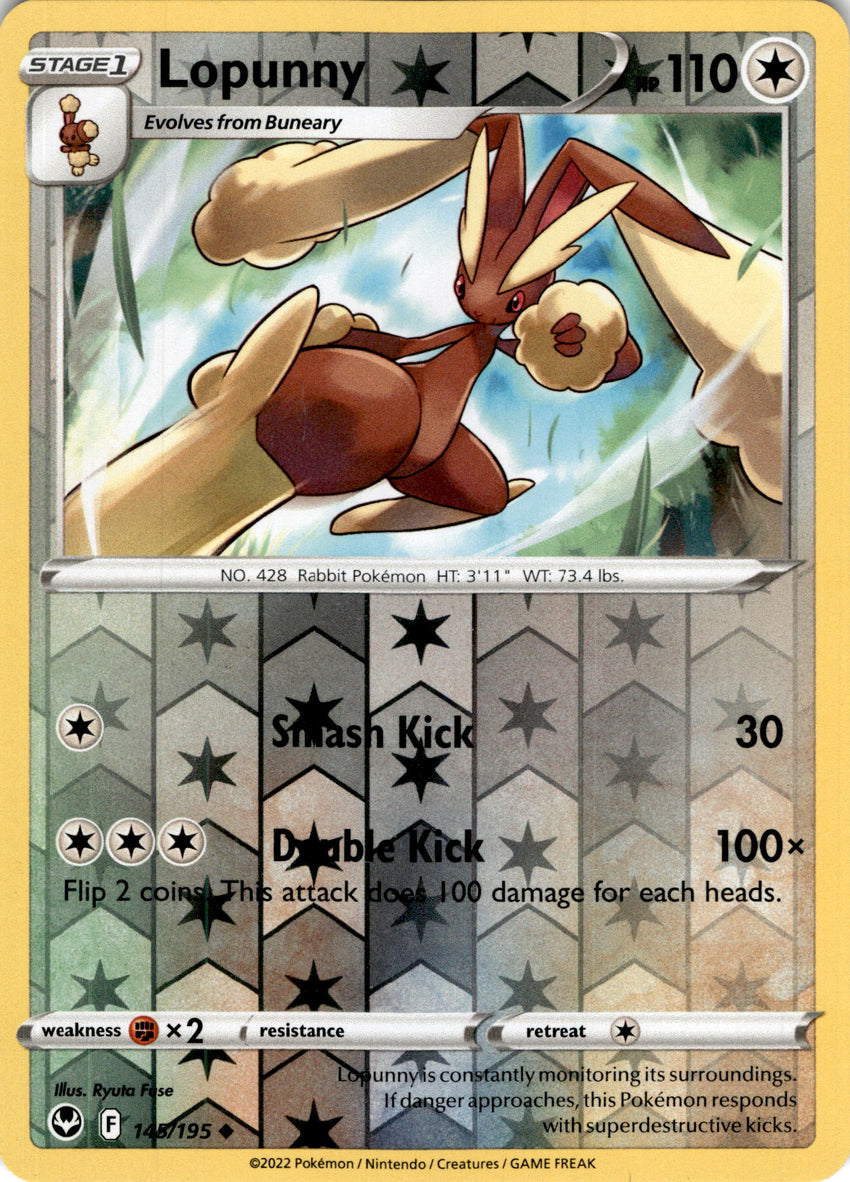 Lopunny - 145/195 - Uncommon Reverse Holo Silver Tempest