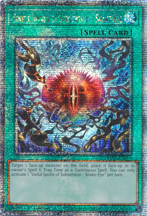 Sinful Spoils of Subversion - Snake-Eye - DUNE-EN060 - Quarter Century Secret Rare 1st Edition