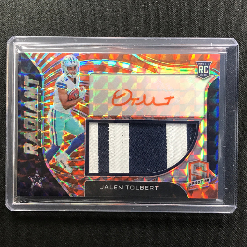 2022 Spectra Jalen Tolbert Radiant Rookie Patch Auto 7/15