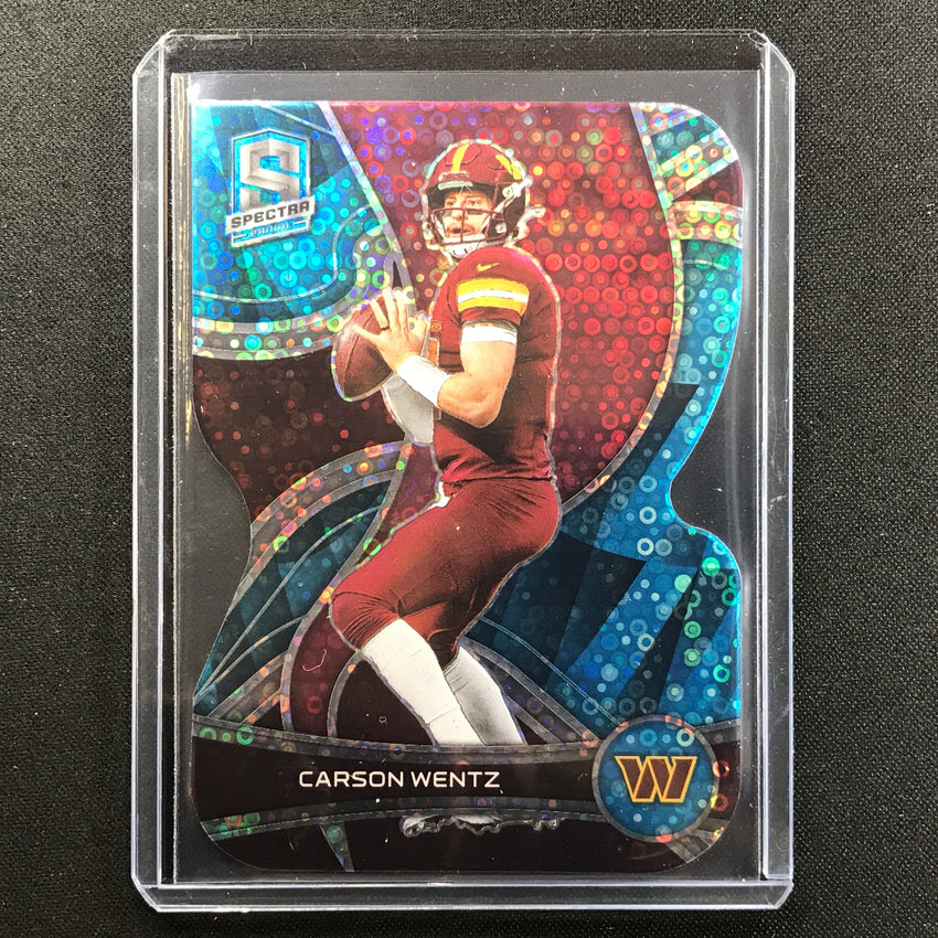 2022 Spectra Carson Wentz Die Cut Neon Blue 23/50