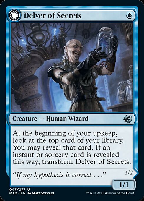 47Delver of Secrets // Insectile Aberration 47/277 Uncommon - Midnight Hunt