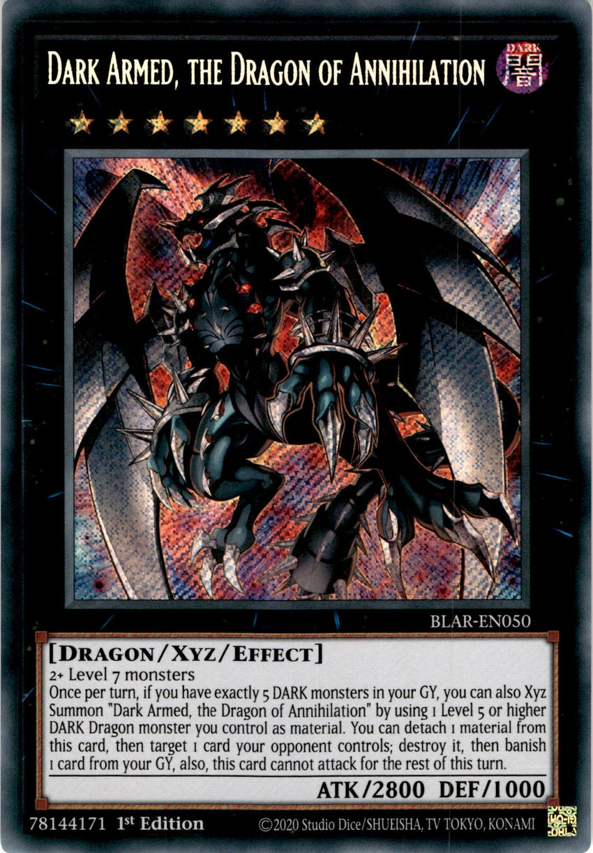 Dark Armed, the Dragon of Annihilation - BLAR-EN050 - Secret Rare 1st Edition-Cherry Collectables