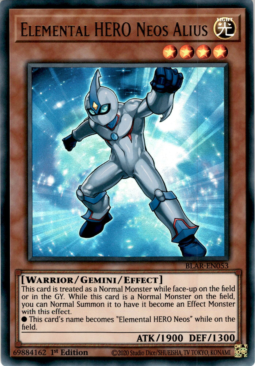 Elemental HERO Neos Alius x3 - BLAR-EN053 - Ultra Rare 1st Edition - PLAYSET (3)-Cherry Collectables