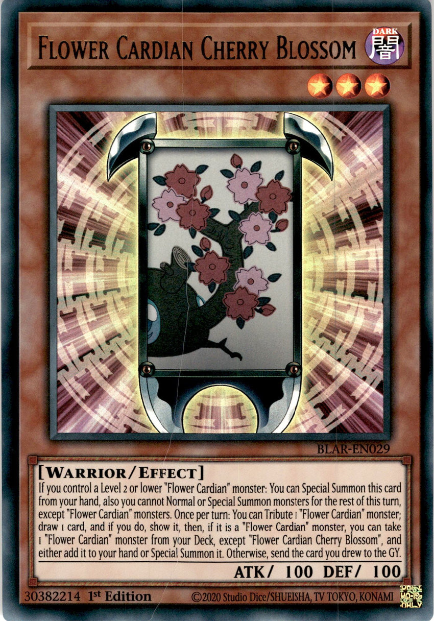 Flower Cardian Cherry Blossom x3 - BLAR-EN029 - Ultra Rare 1st Edition - PLAYSET (3)-Cherry Collectables