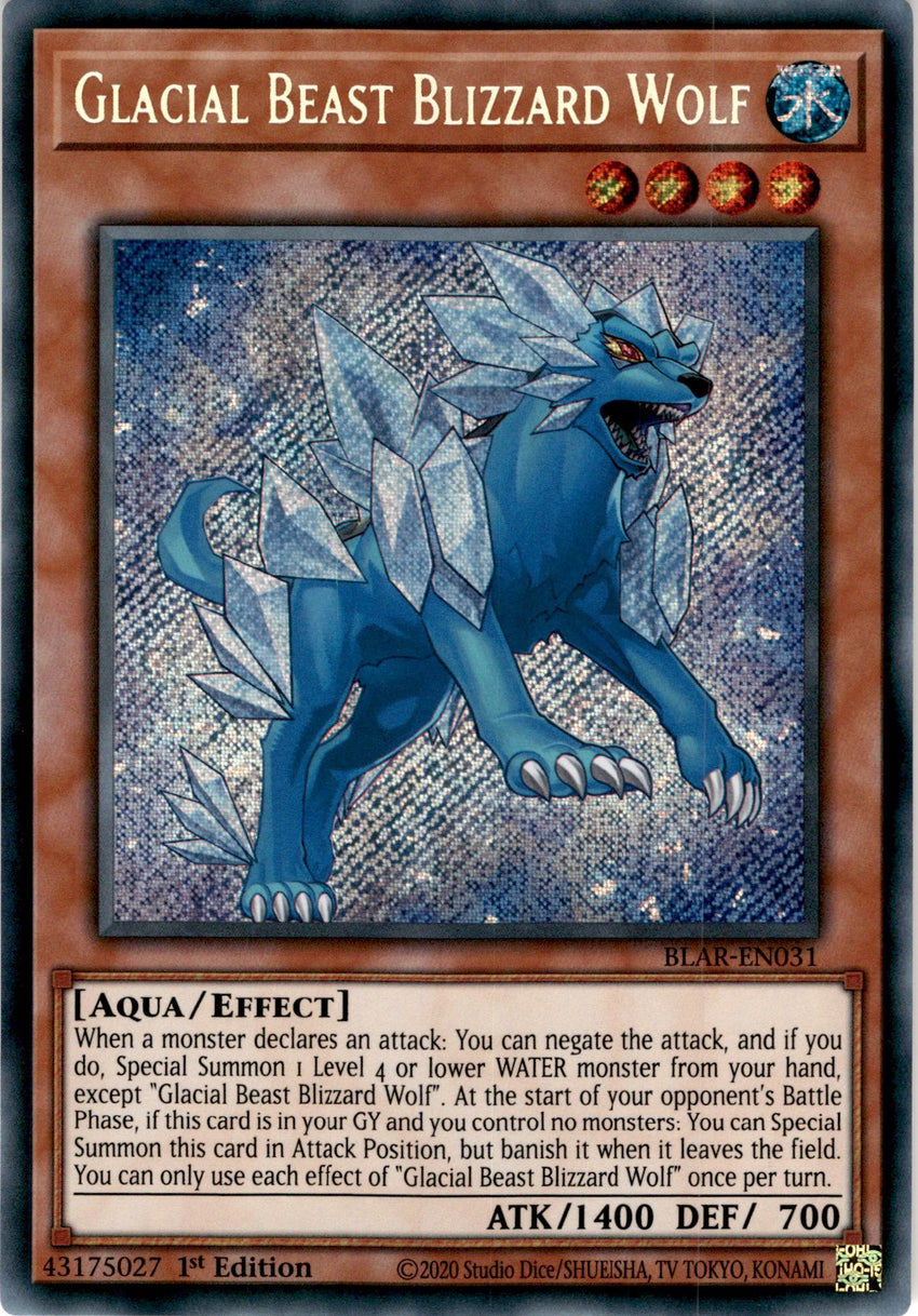 Glacial Beast Blizzard Wolf - BLAR-EN031 - Secret Rare 1st Edition-Cherry Collectables