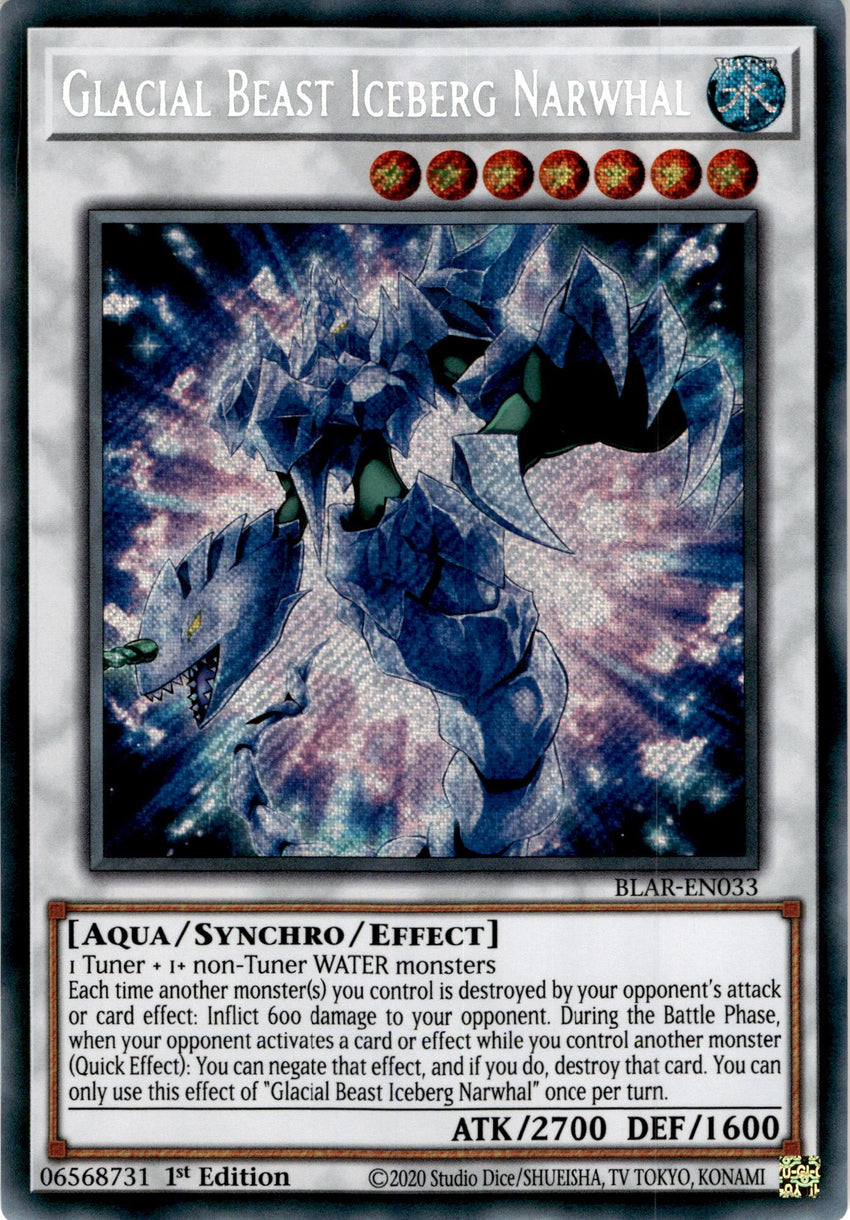 Glacial Beast Iceberg Narwhal - BLAR-EN033 - Secret Rare 1st Edition-Cherry Collectables