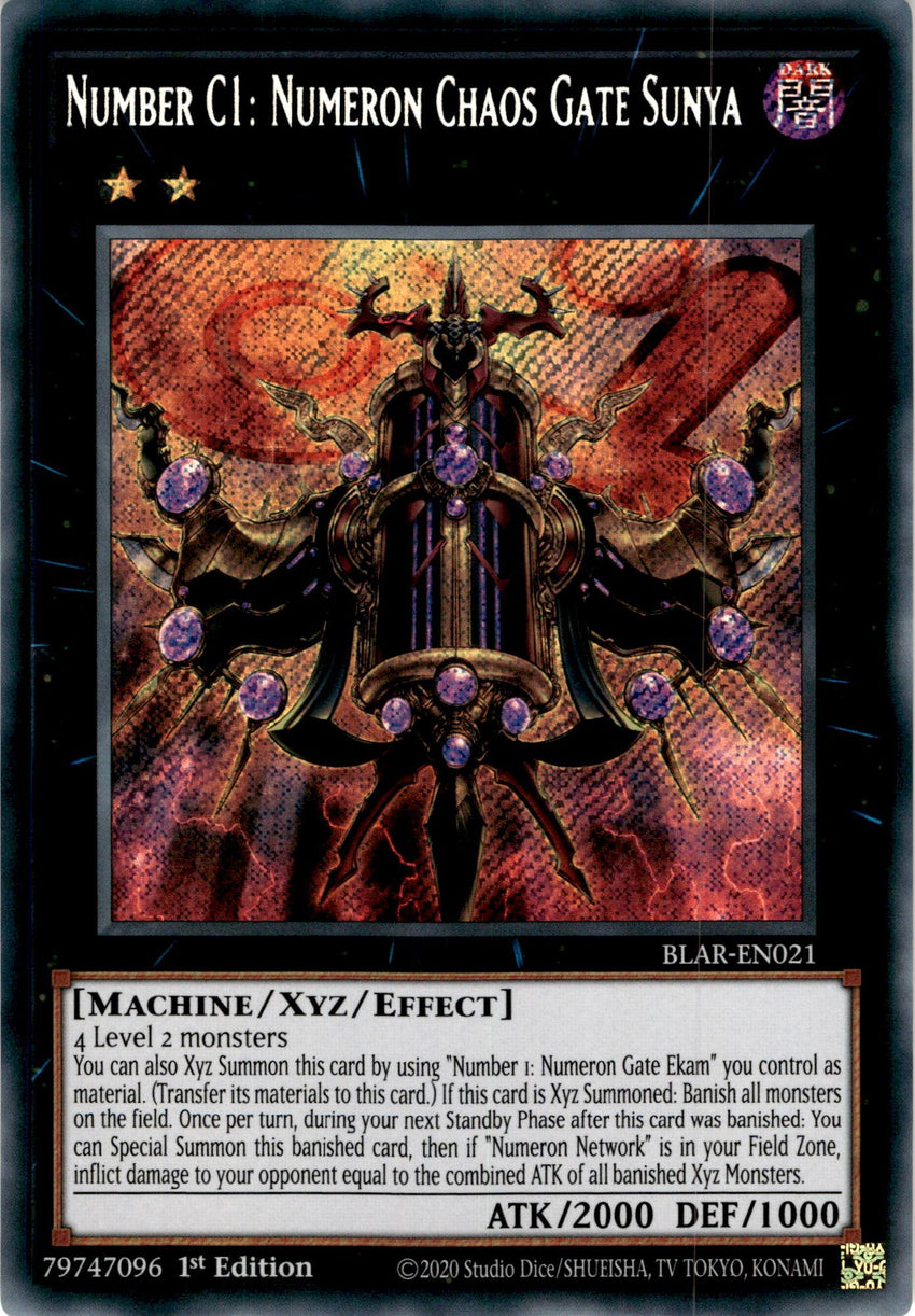 Number C1: Numeron Chaos Gate Sunya - BLAR-EN021 - Secret Rare 1st Edition-Cherry Collectables