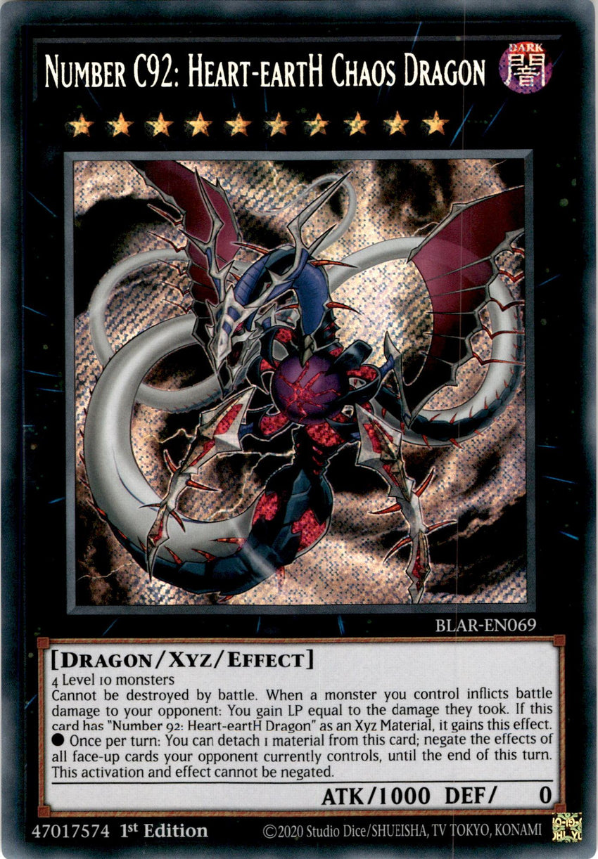 Number C92: Heart-eartH Chaos Dragon - BLAR-EN069 - Secret Rare 1st Edition-Cherry Collectables