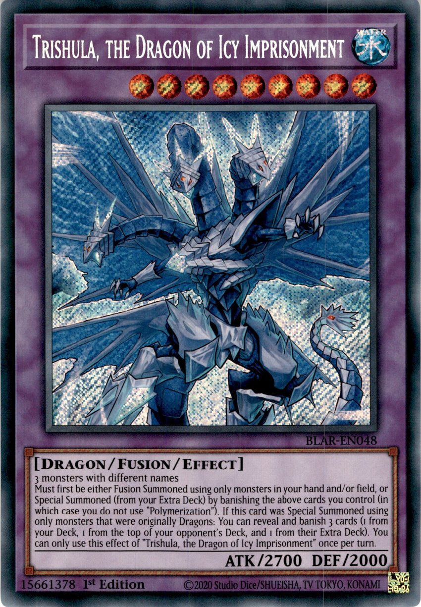 Trishula, the Dragon of Icy Imprisonment - BLAR-EN048 - Secret Rare 1st Edition-Cherry Collectables