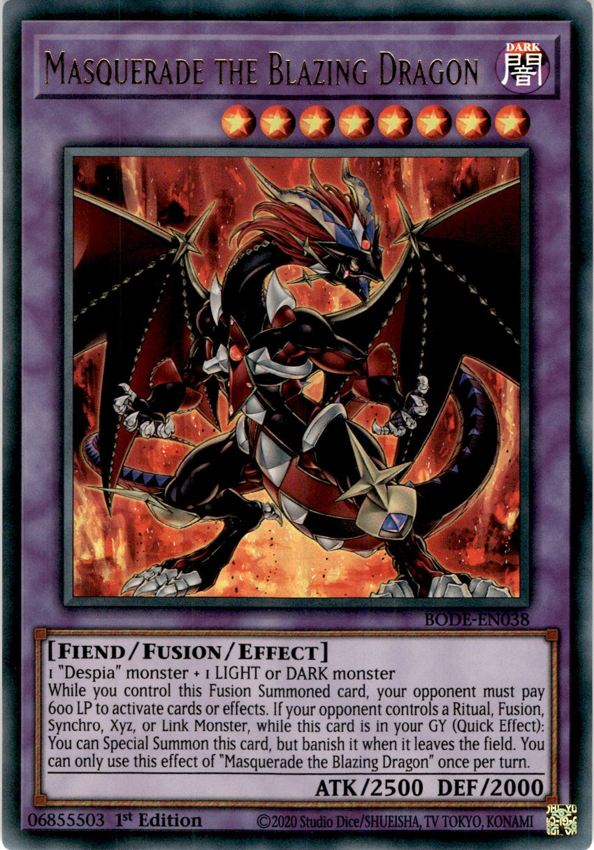 Masquerade the Blazing Dragon - BODE-EN038 - Ultra Rare 1st Edition