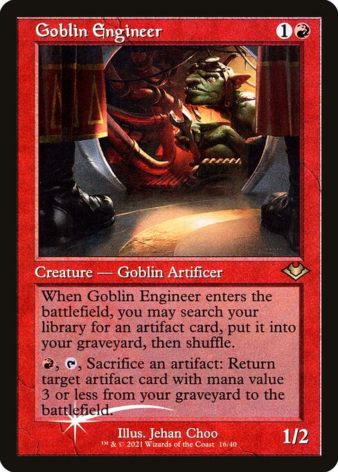 FOIL RETRO FRAME Goblin Engineer - #16 - Rare Modern Horizons 2