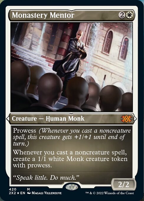 ETCHED FOIL Monastery Mentor 420# - Mythic Double Masters 2022