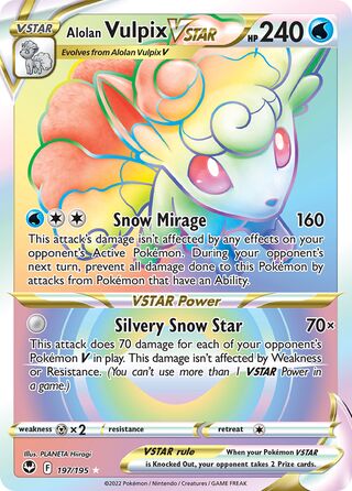 Alolan Vulpix VSTAR - 197/195 - Hyper Rare Silver Tempest