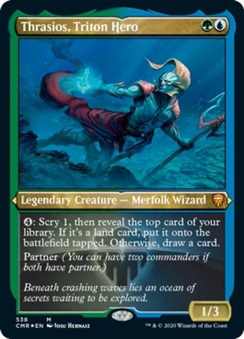 ETCHED FOIL Thrasios, Triton Hero 538 - Commander Legends-Cherry Collectables