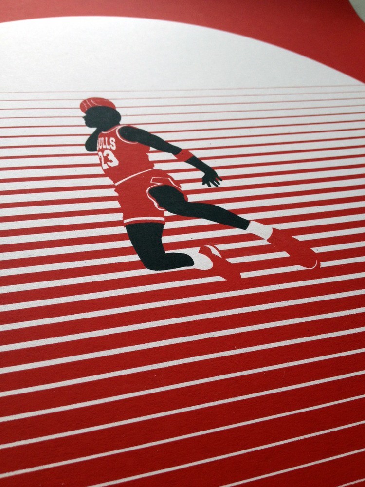 Michael Jordan #23 - Screen Print - Signed & Numbered /50 - Justin Van Genderen-Cherry Collectables