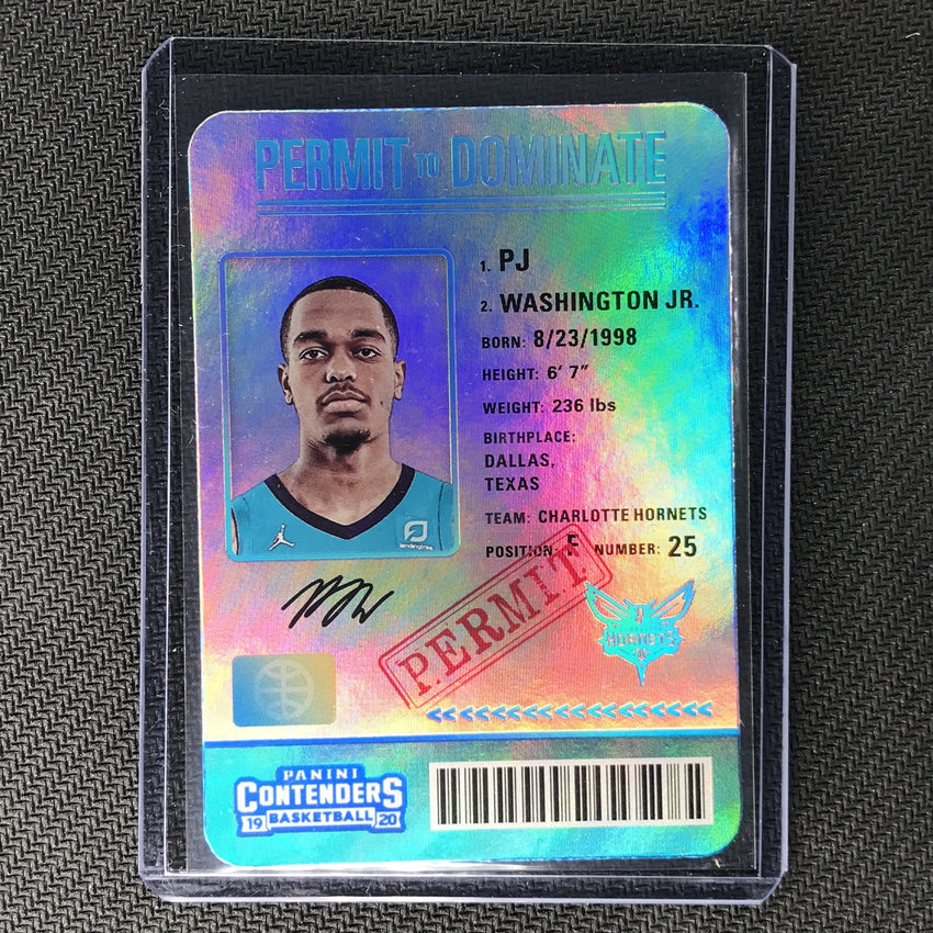 2019-20 Contenders PJ WASHINGTON Permit To Dominate Rookie SSP-Cherry Collectables