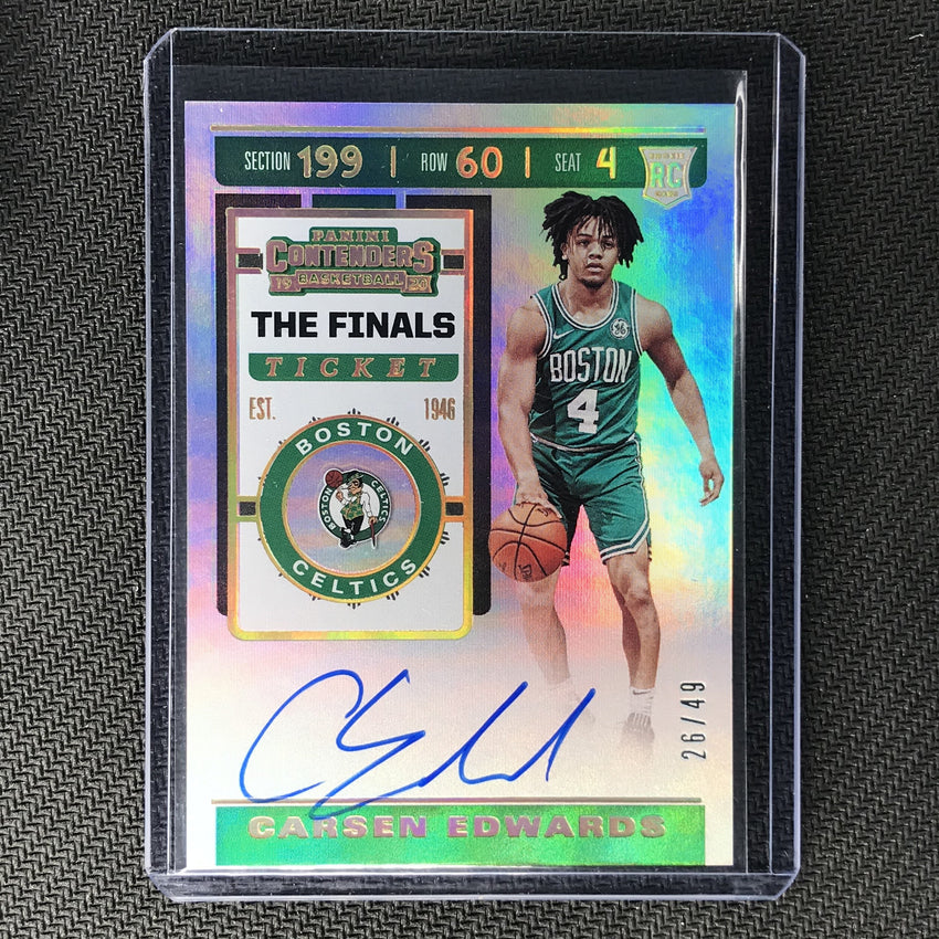2019-20 Contenders CARSEN EDWARDS Finals Ticket Rookie Auto 26/49-Cherry Collectables