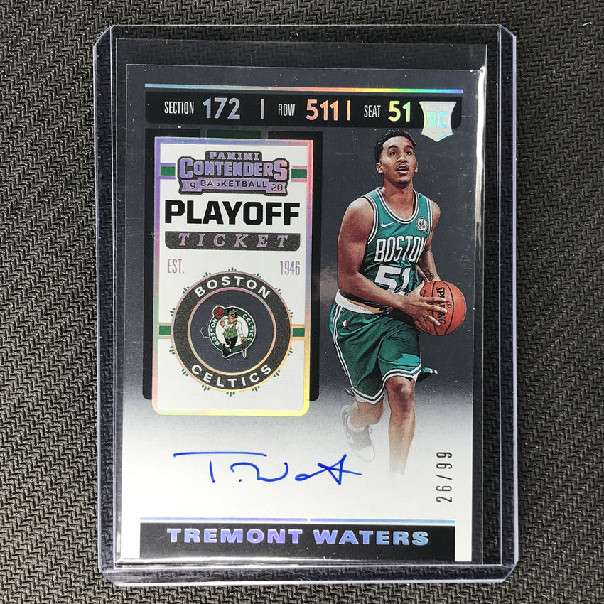 2019-20 Contenders TREMONT WATERS Playoff Ticket Rookie Auto 26/99-Cherry Collectables