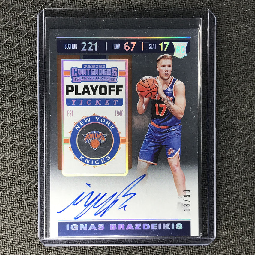 2019-20 Contenders IGNAS BRAZDEIKAS Playoff Ticket Rookie Auto 13/99-Cherry Collectables