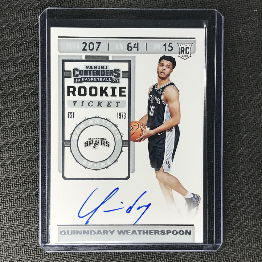2019-20 Contenders QUINNDARY WEATHERSPOON Ticket Rookie Auto #125 A-Cherry Collectables