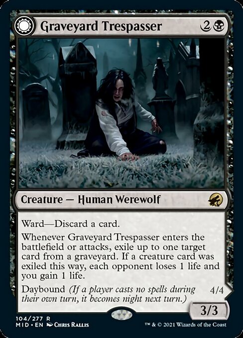 104Graveyard Trespasser // Graveyard Glutton 104/277 Rare - Midnight Hunt