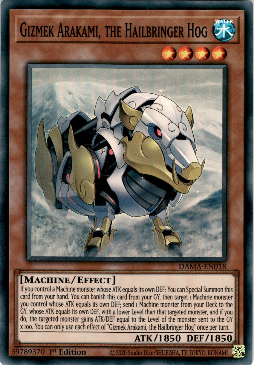 Gizmek Arakami, the Hailbringer Hog - DAMA-EN018 - Super Rare 1st Edition