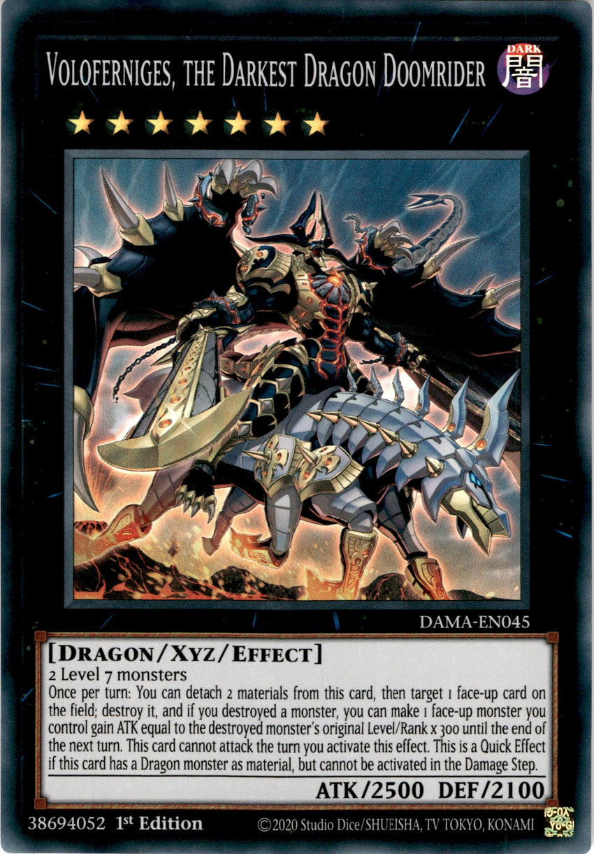 Voloferniges, the Darkest Dragon Doomrider - DAMA-EN045 - Super Rare 1st Edition