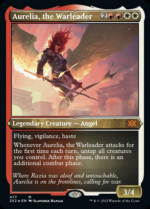 ETCHED FOIL Aurelia, the Warleader 477# - Mythic Double Masters 2022