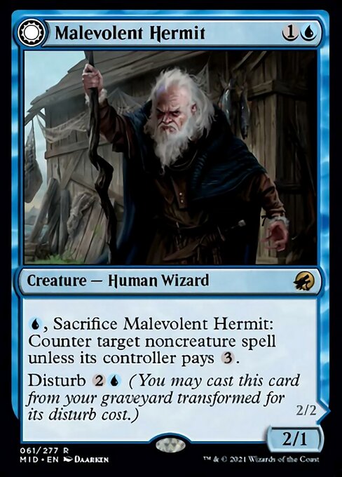 61Malevolent Hermit // Benevolent Geist 61/277 Rare - Midnight Hunt