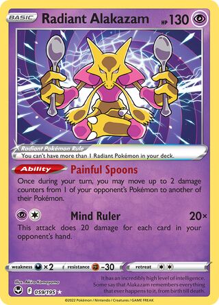 Radiant Alakazam - 059/195 - Radiant Rare Silver Tempest