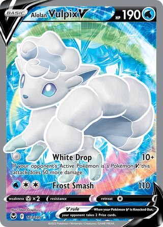 Alolan Vulpix V - 173/195 - Full Art Ultra Rare Silver Tempest