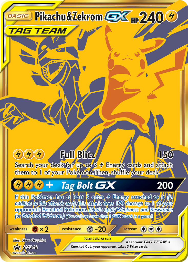 Pikachu & Zekrom GX - SM248 - Full Art Tag Collection Promo