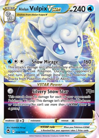 Alolan Vulpix VSTAR - 034/195 - Ultra Rare Silver Tempest