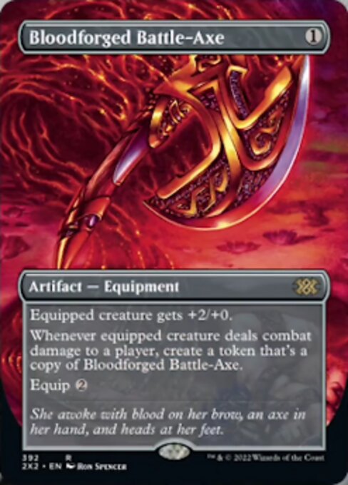 BORDERLESS Bloodforged Battle-Axe 392# - Rare Double Masters 2022