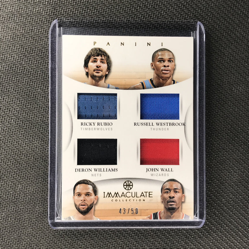 2012-13 Immaculate RUBIO WESTBROOK WILLIAMS WALL Quad Jersey 43/50-Cherry Collectables